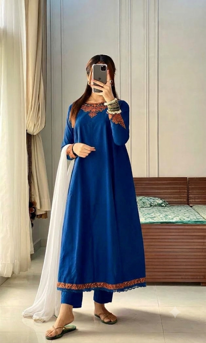 NAQOOSH Inspired Long Length Maxi – 3 Piece Semi Formal Suit