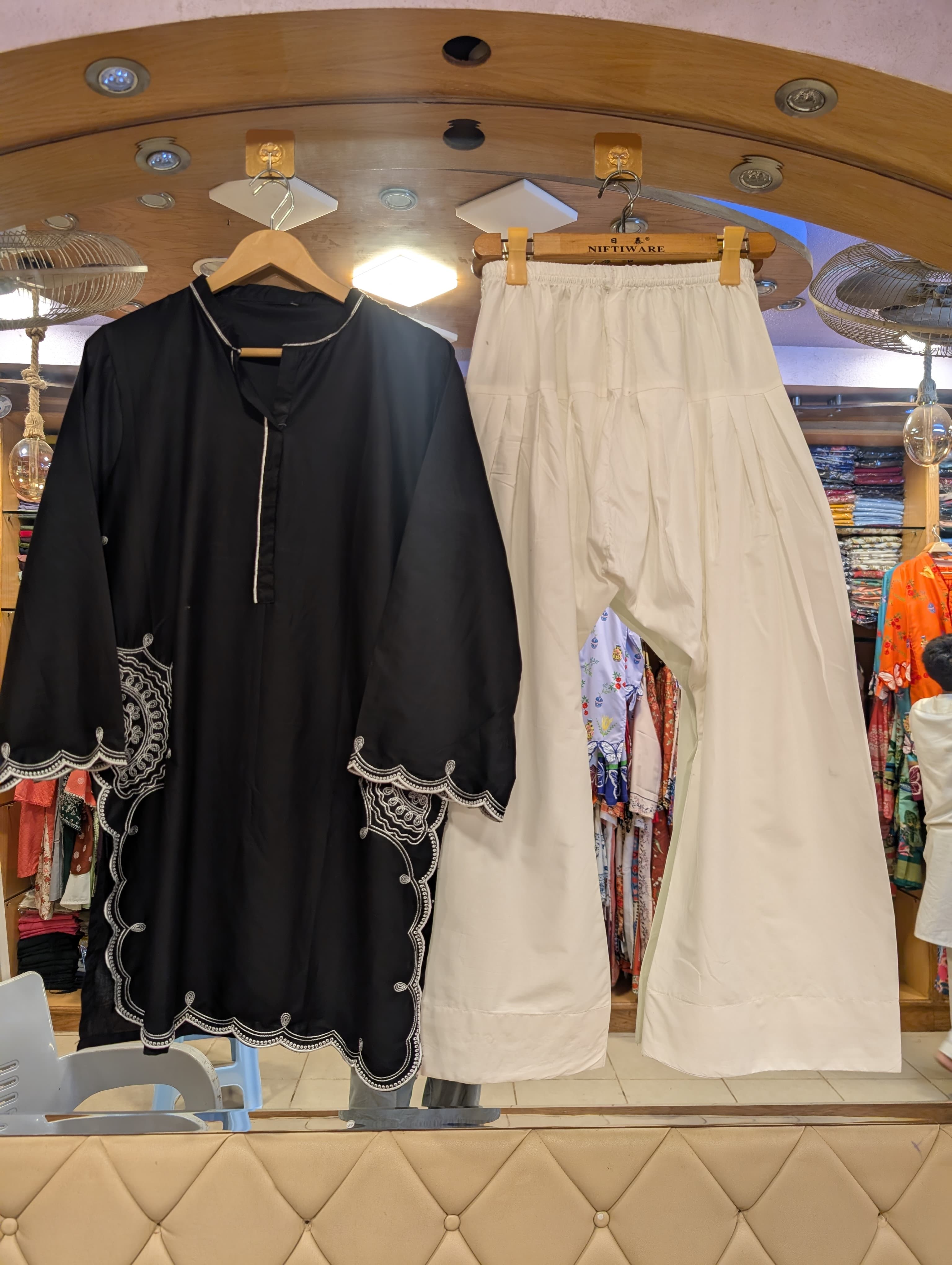 ETHNC INSPIRED NAIN SHALWAR SUIT – FORMAL BLACK & WHITE EDITION