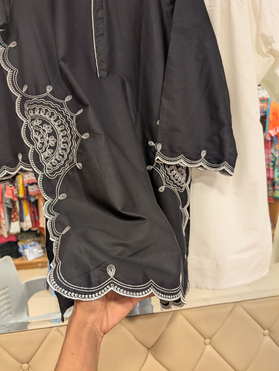 ETHNC INSPIRED NAIN SHALWAR SUIT – FORMAL BLACK & WHITE EDITION