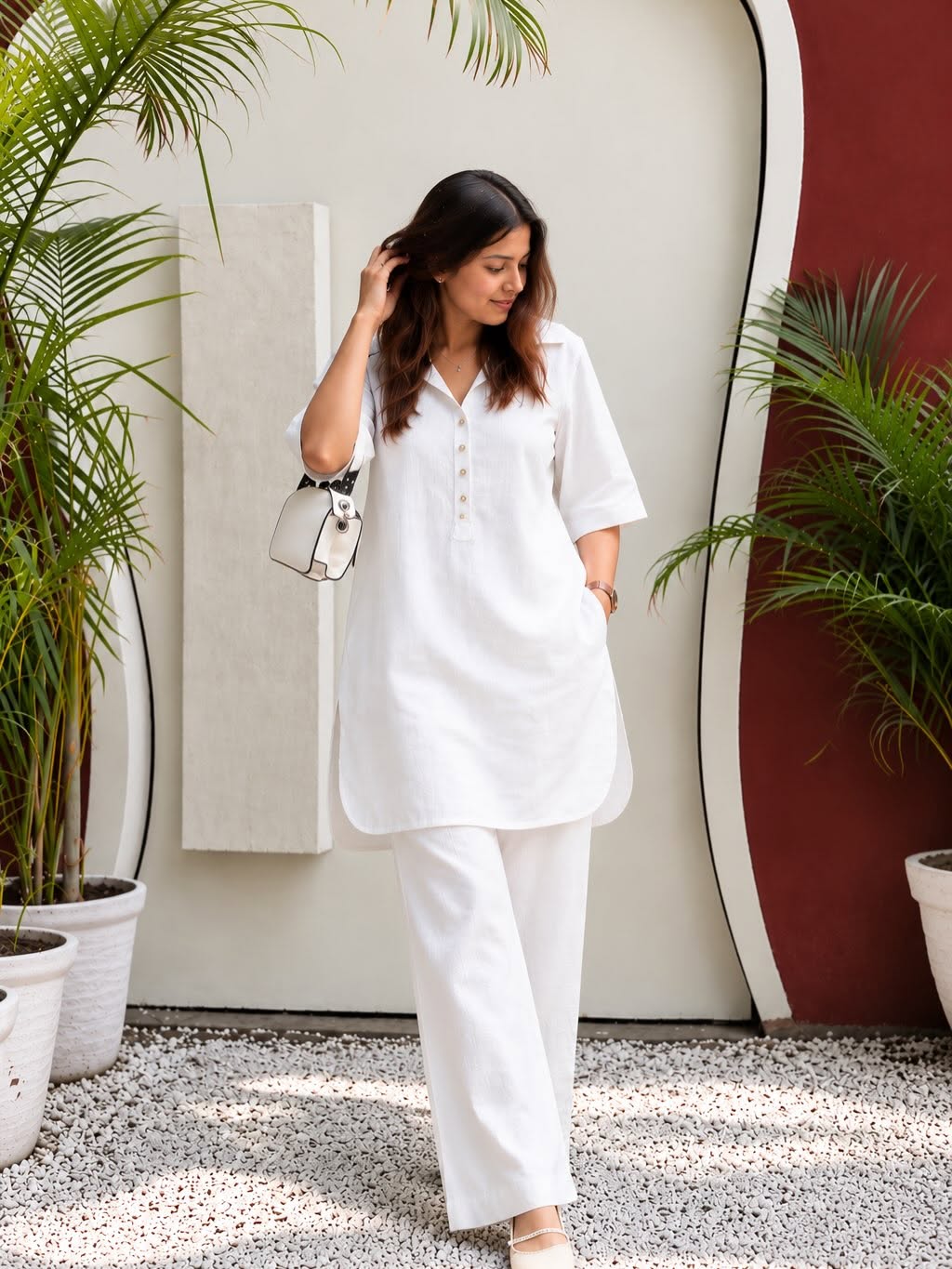 IKHWAT – Premium Irish Khaddar Co-Ord Set (White)