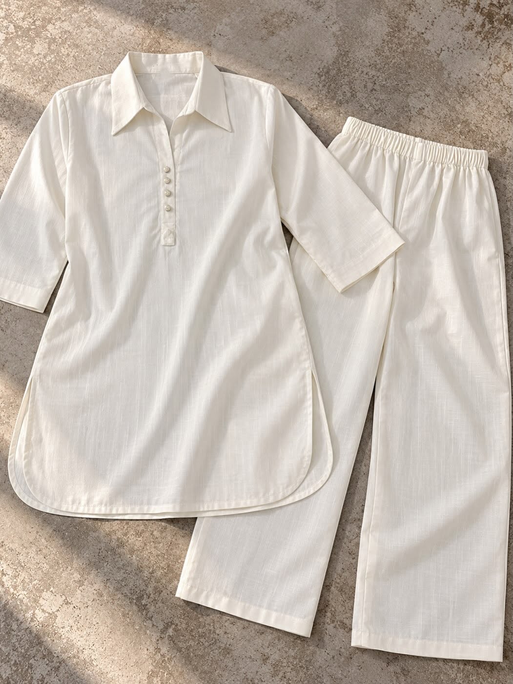 IKHWAT – Premium Irish Khaddar Co-Ord Set (White)