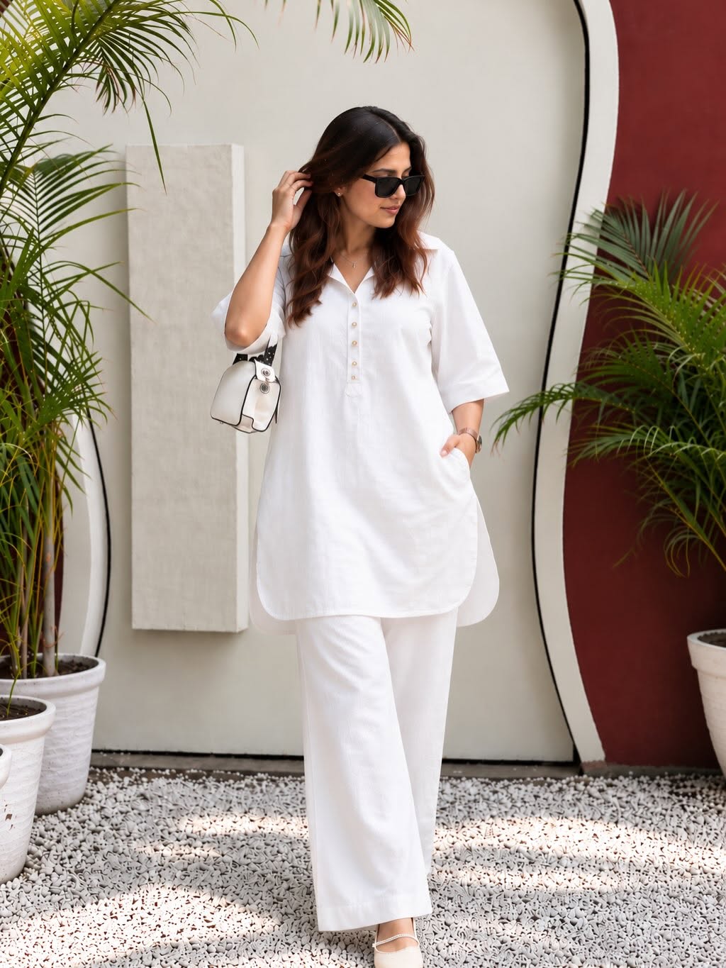 IKHWAT – Premium Irish Khaddar Co-Ord Set (White)
