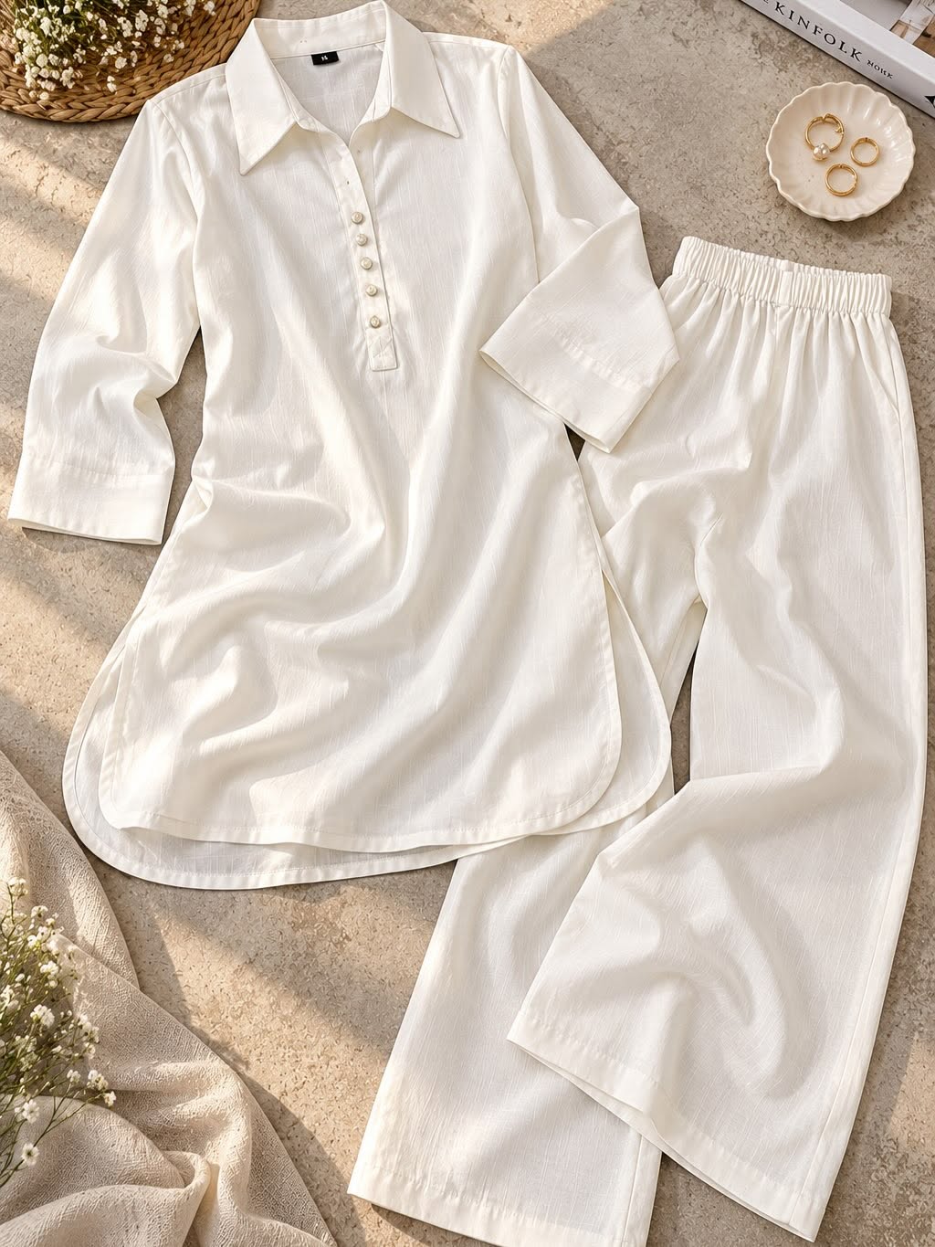 IKHWAT – Premium Irish Khaddar Co-Ord Set (White)