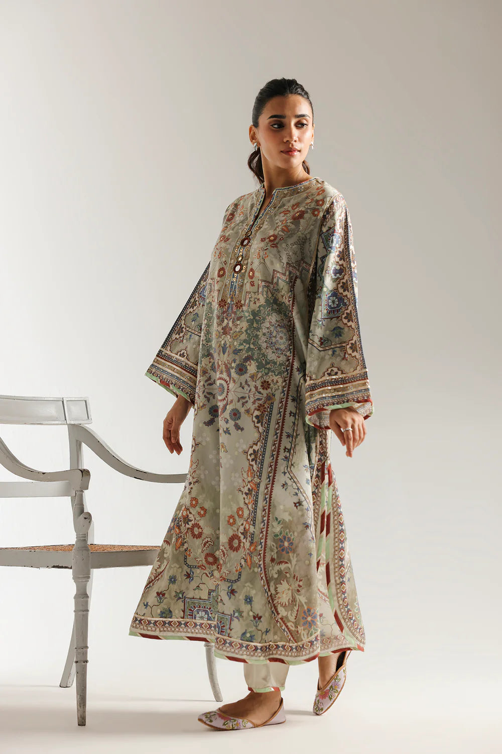 Lemon Icing Printed 2-Piece Suit (Gotta Lappa Handworked)– Long Shirt || PRICE 3499/- SL00249
