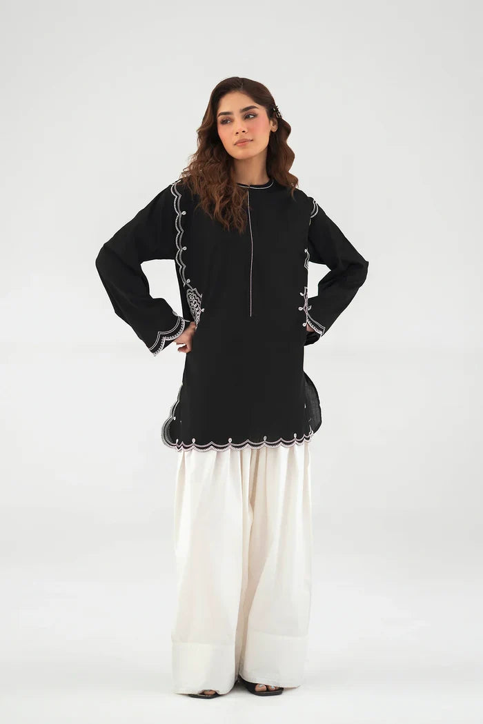ETHNC INSPIRED NAIN SHALWAR SUIT – FORMAL BLACK & WHITE EDITION