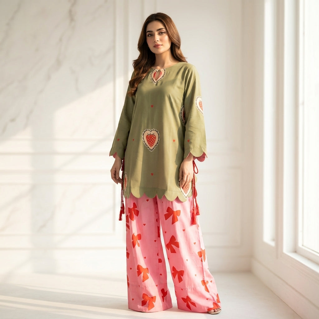 ✨ Ethnc Inspired Fraise Farshi – 2 Piece Suit ✨