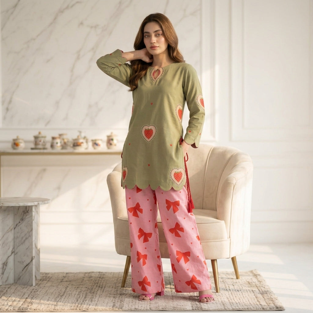 ✨ Ethnc Inspired Fraise Farshi – 2 Piece Suit ✨
