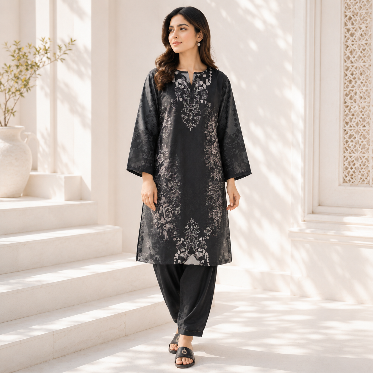 FARSHI SHALWAR SERIES – BLACK & WHITE EDITION 🖤🤍