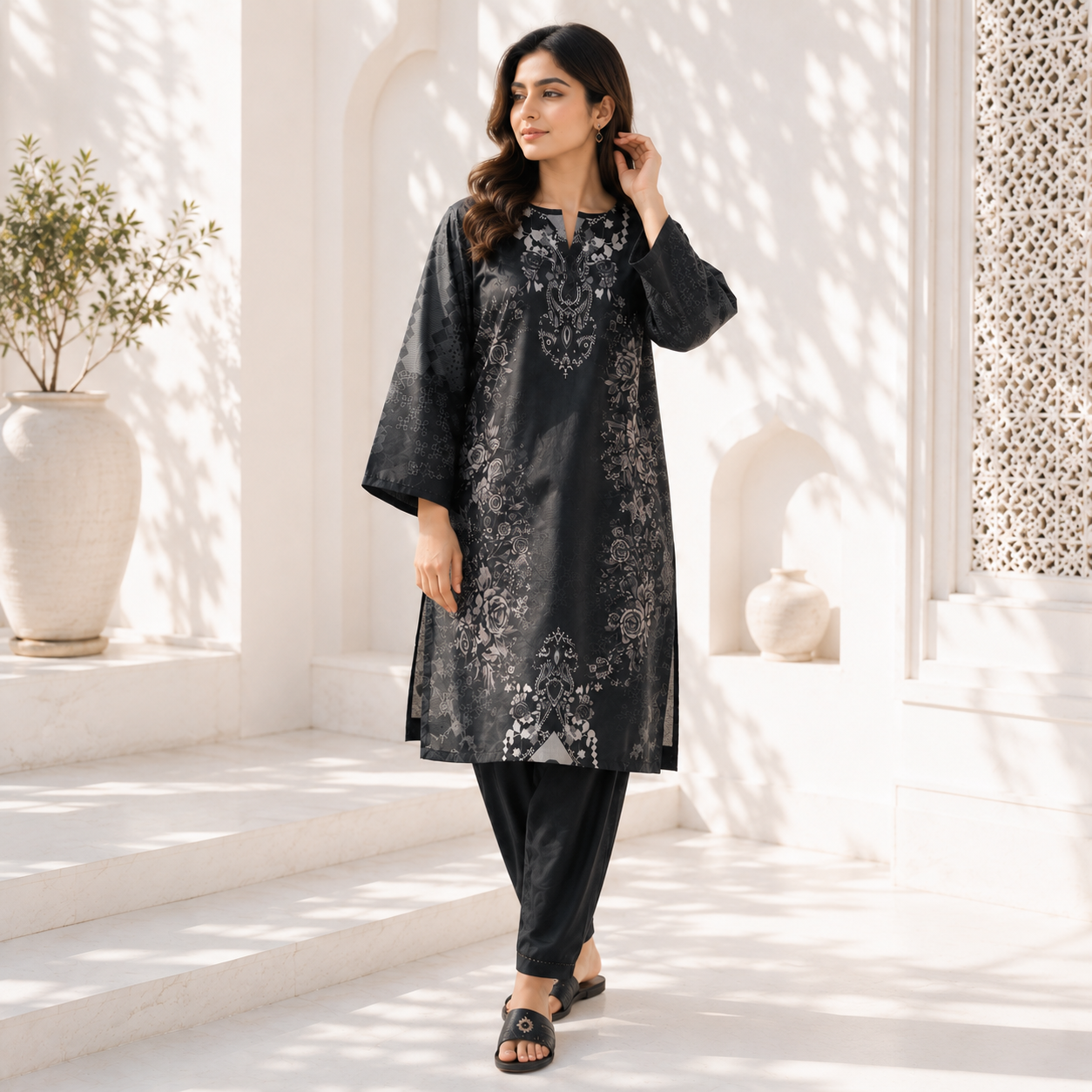 FARSHI SHALWAR SERIES – BLACK & WHITE EDITION 🖤🤍