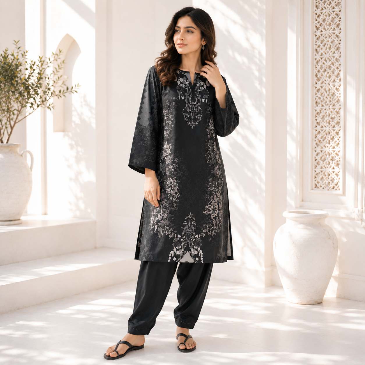 FARSHI SHALWAR SERIES – BLACK & WHITE EDITION 🖤🤍