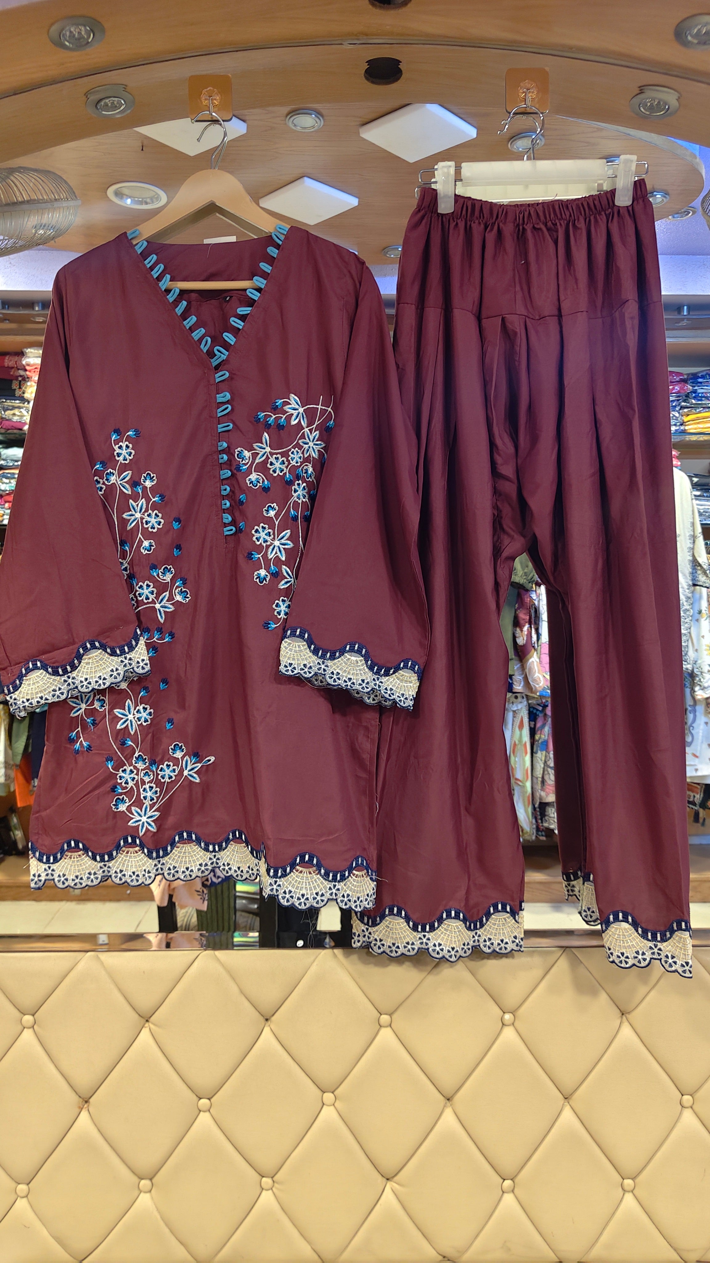 ZAINAB CHOTTANI INSPIRED CLEMENTINE 2 PIECE EMB SUIT (Stone Linen)