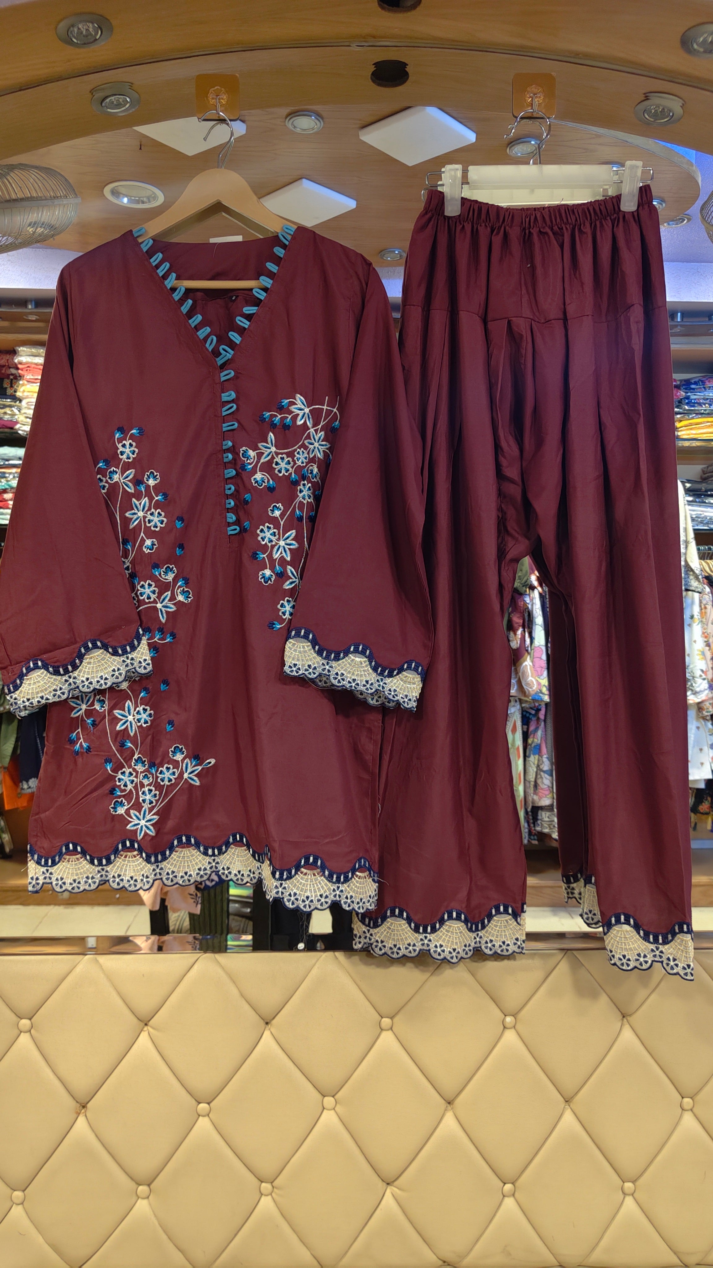 ZAINAB CHOTTANI INSPIRED CLEMENTINE 2 PIECE EMB SUIT (Stone Linen)