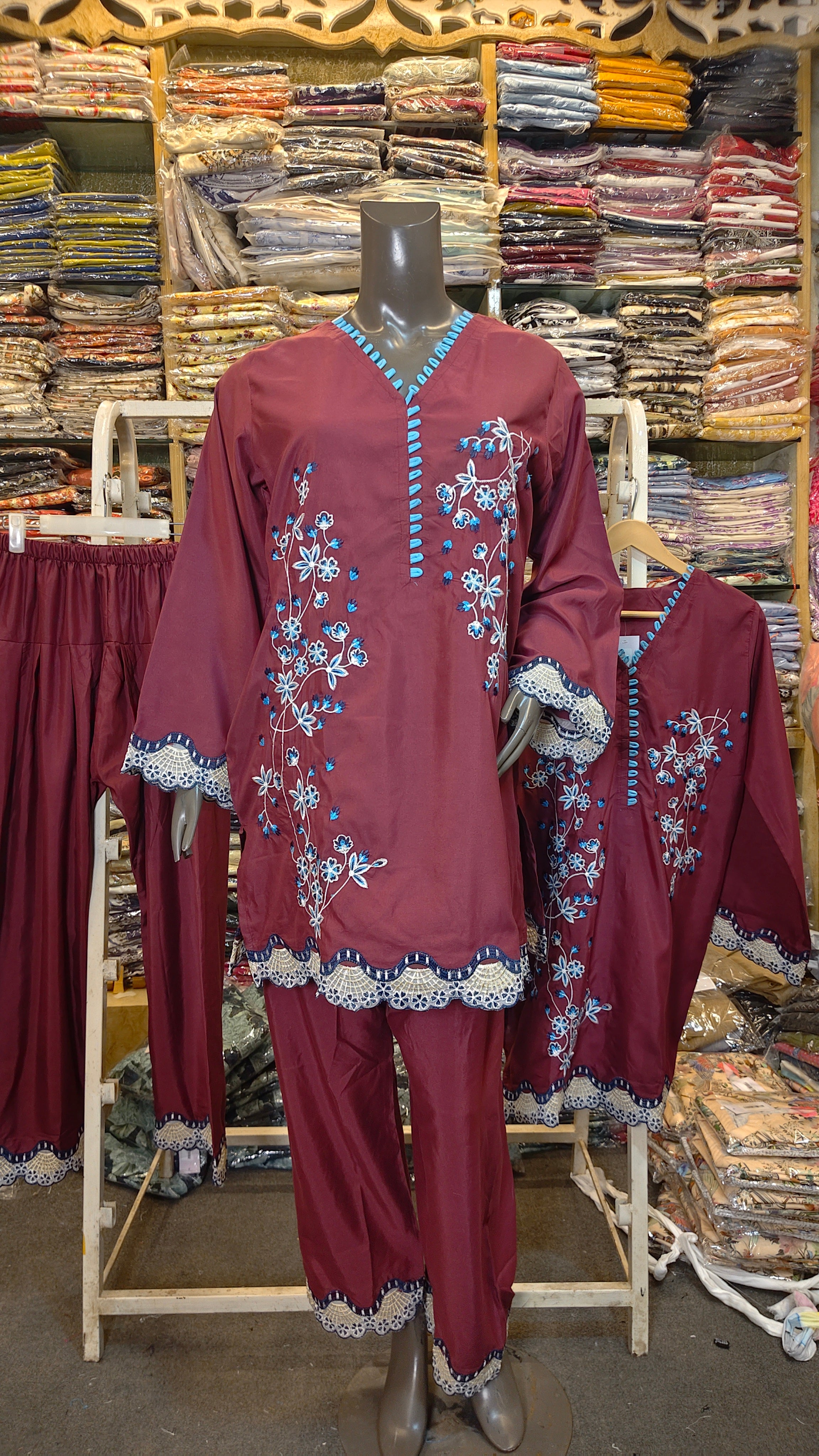 ZAINAB CHOTTANI INSPIRED CLEMENTINE 2 PIECE EMB SUIT (Stone Linen)