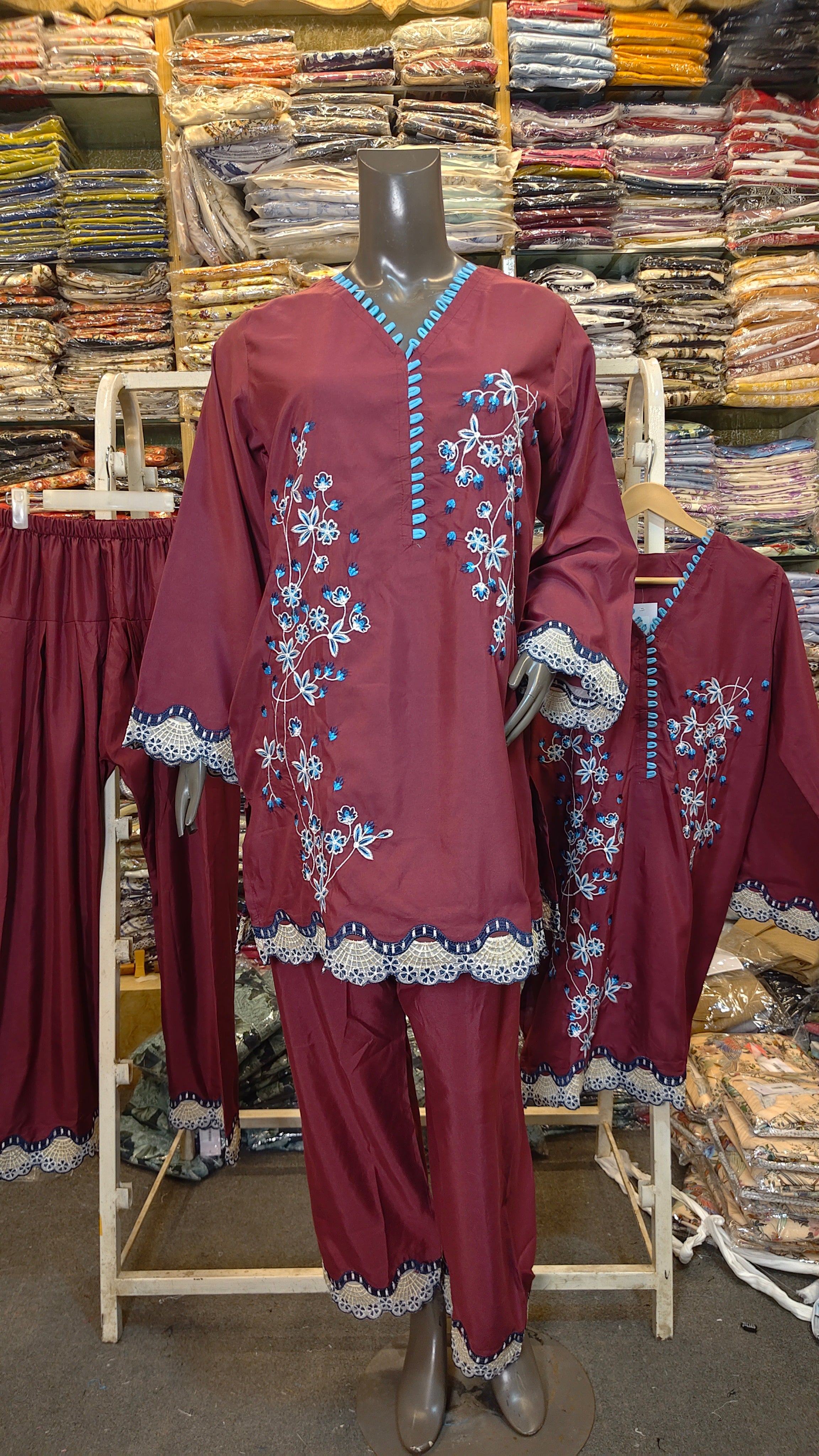 ZAINAB CHOTTANI INSPIRED CLEMENTINE 2 PIECE EMB SUIT (Stone Linen)