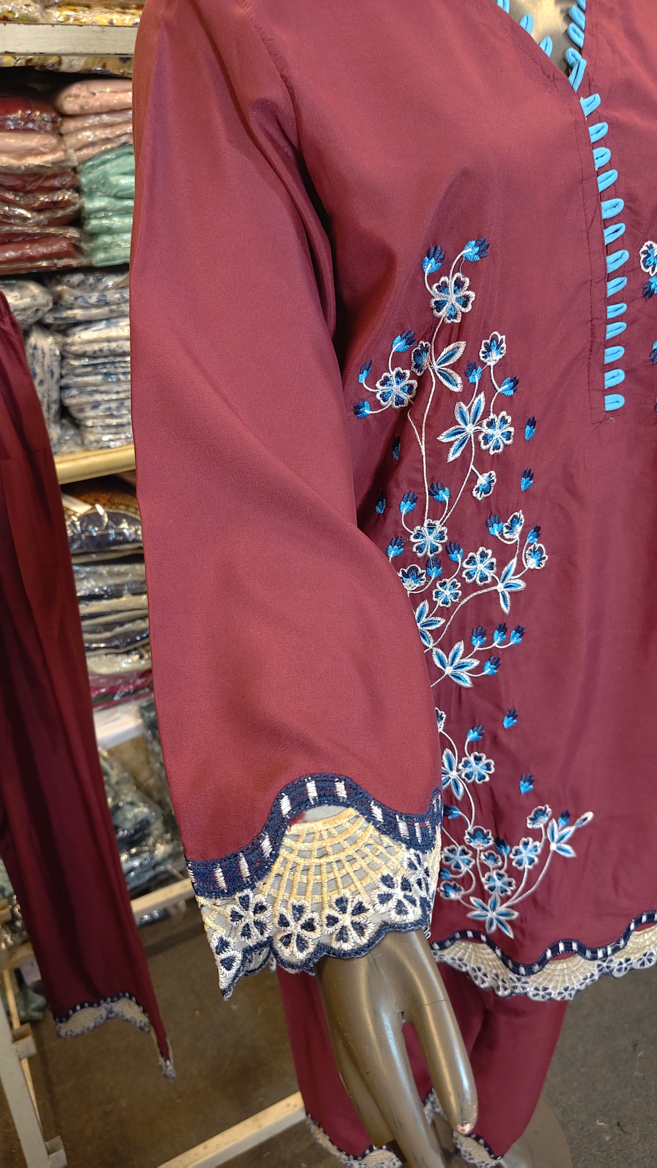 ZAINAB CHOTTANI INSPIRED CLEMENTINE 2 PIECE EMB SUIT (Stone Linen)