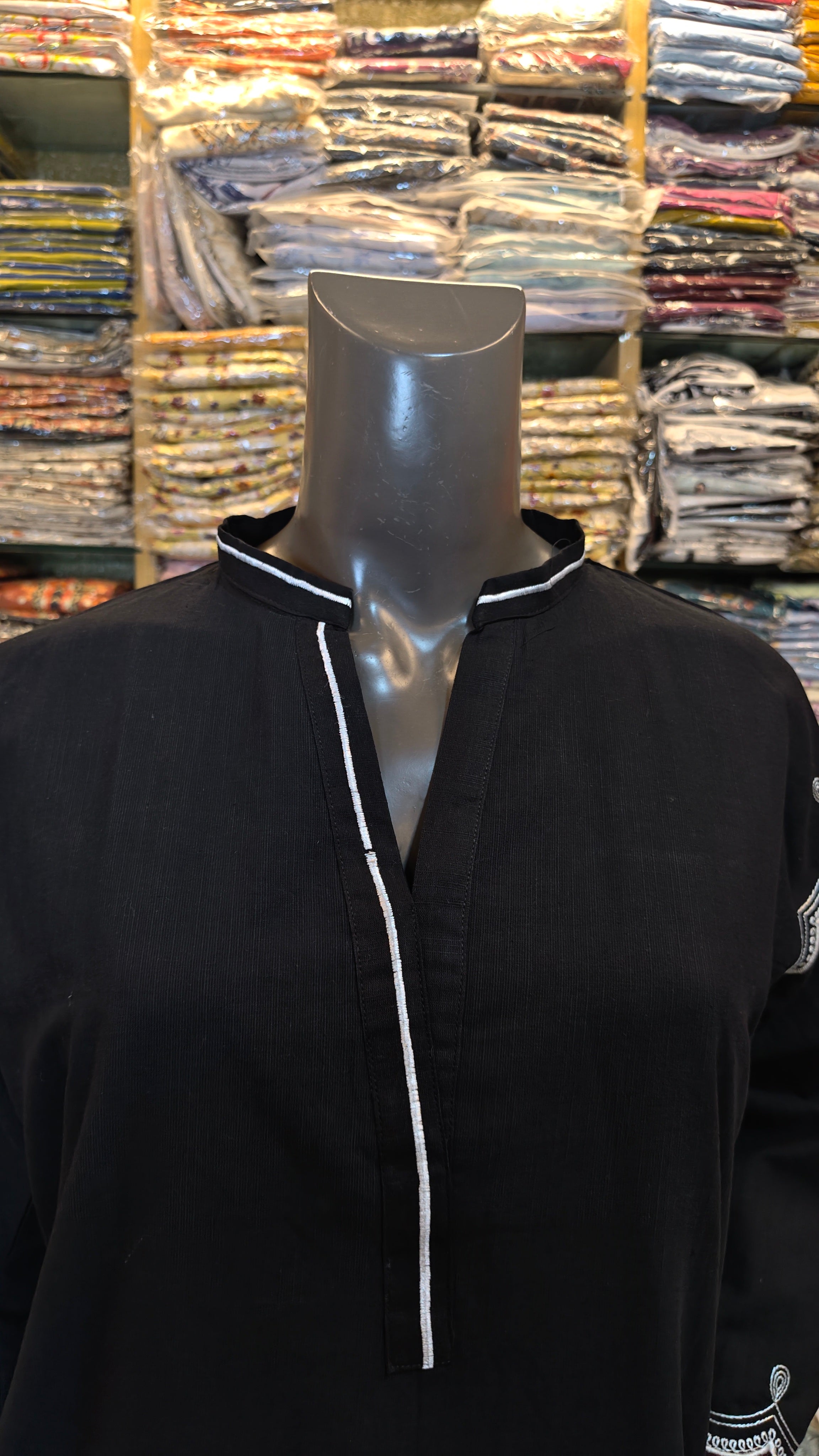 ETHNC INSPIRED NAIN SHALWAR SUIT – FORMAL BLACK & WHITE EDITION (KHADDAR)