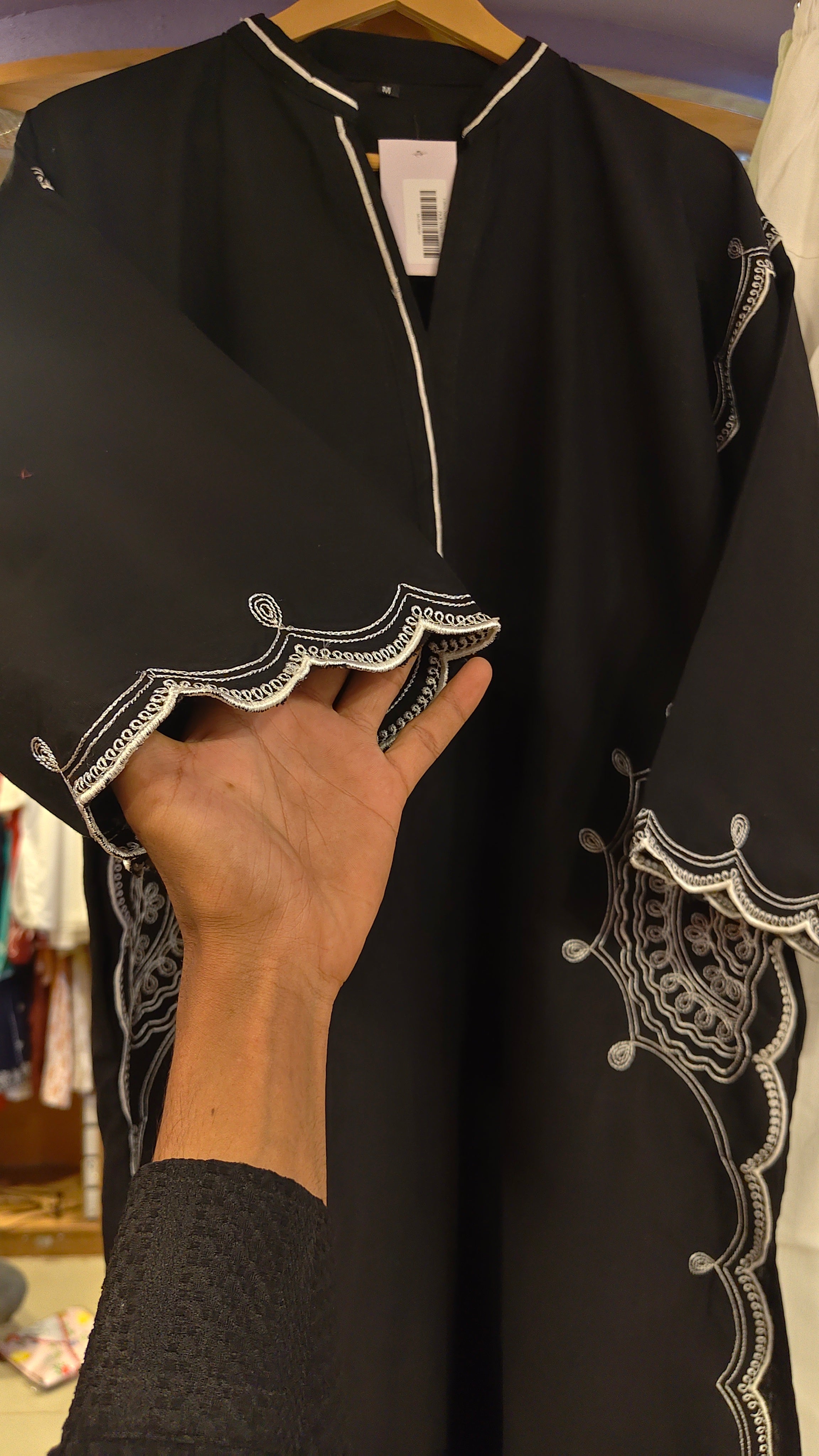 ETHNC INSPIRED NAIN SHALWAR SUIT – FORMAL BLACK & WHITE EDITION (KHADDAR)