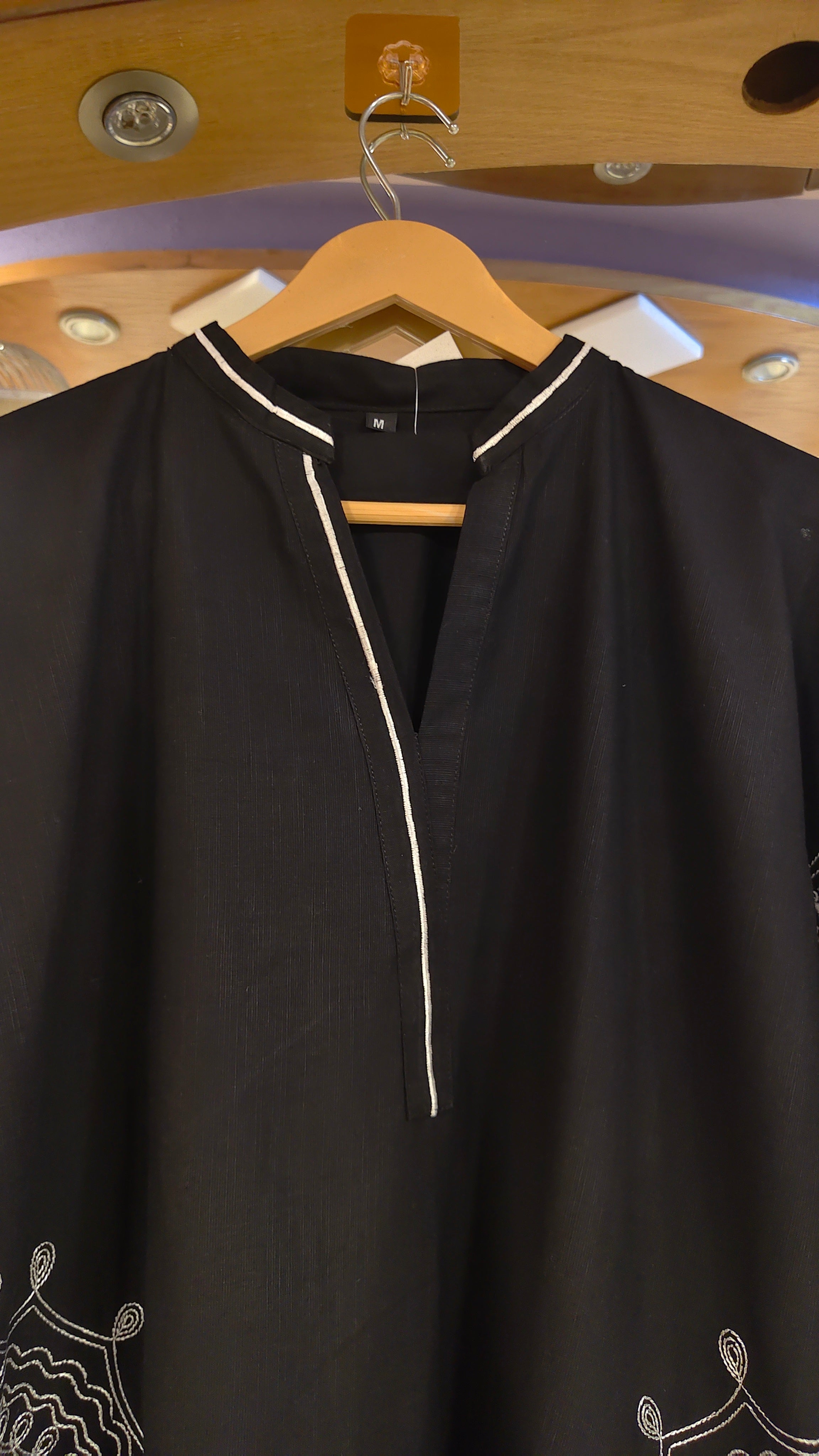 ETHNC INSPIRED NAIN SHALWAR SUIT – FORMAL BLACK & WHITE EDITION (KHADDAR)