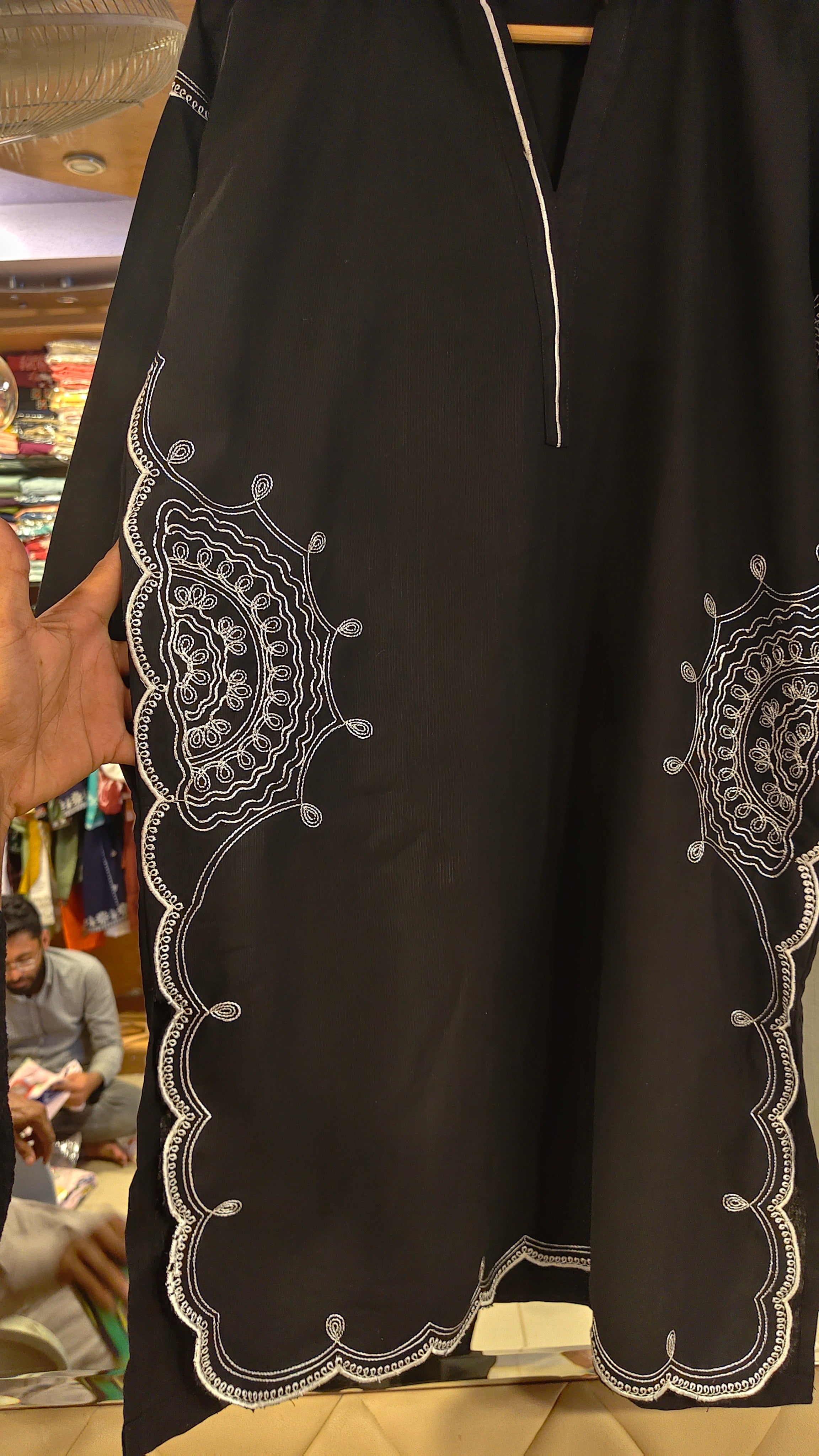ETHNC INSPIRED NAIN SHALWAR SUIT – FORMAL BLACK & WHITE EDITION (KHADDAR)