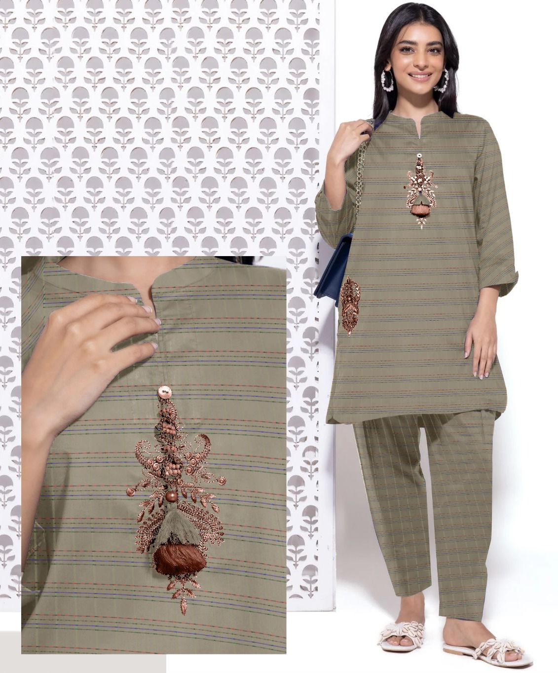 KN TOORKHAM طورخم STITCHED KHADDAR LONG EDITION