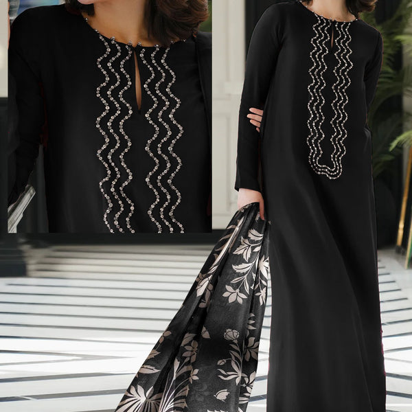 PRICE 4499/- Designer Stitched ||ROYAL 👑 HANDWORKED SERIES ||3 Piece Suit ||FUSION LONG