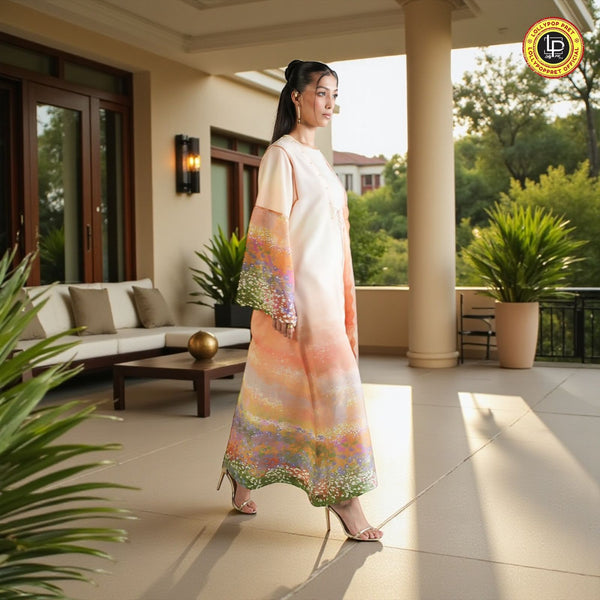 Fusion Luxury Passu Keran – 3 Piece Long Gown Suit