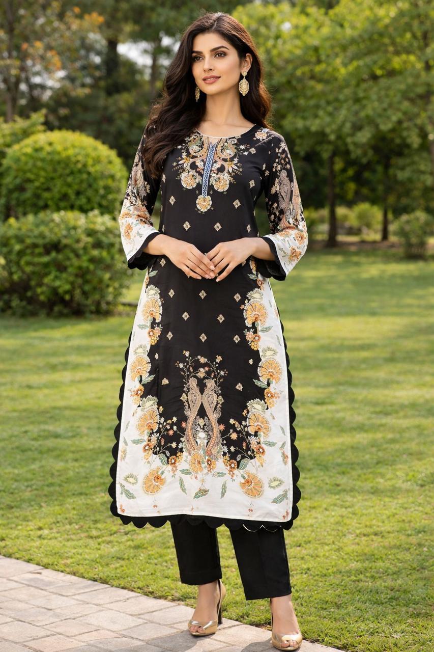 Fusion Midnight Bloom Printed Long Shirt 2 piece | Rs 2999/- | ETHNIC INSPIRED