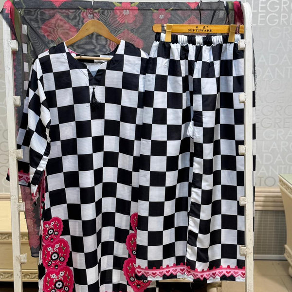 FUSION LAWN LONG 3 PCS SUIT – MARIA B INSPIRED ✨