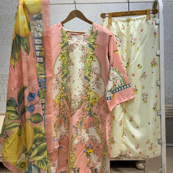 FUSION LAWN LONG 3 PCS SUIT – MARIA B INSPIRED ✨