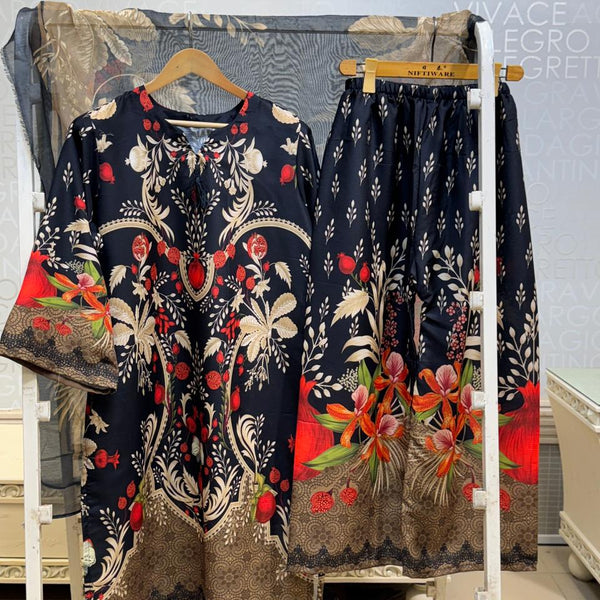 FUSION LAWN LONG 3 PCS SUIT – MARIA B INSPIRED ✨