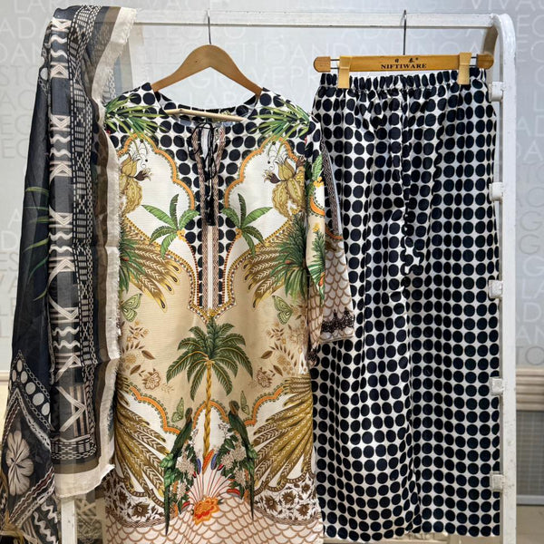 FUSION LAWN LONG 3 PCS SUIT – MARIA B INSPIRED ✨