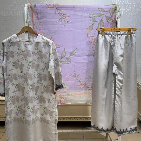 FUSION LAWN LONG 3 PCS SUIT – MARIA B INSPIRED ✨