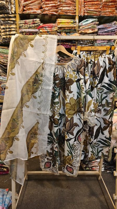 CUTWORKED ORGANZA EMB 3 PCS SUIT ✨