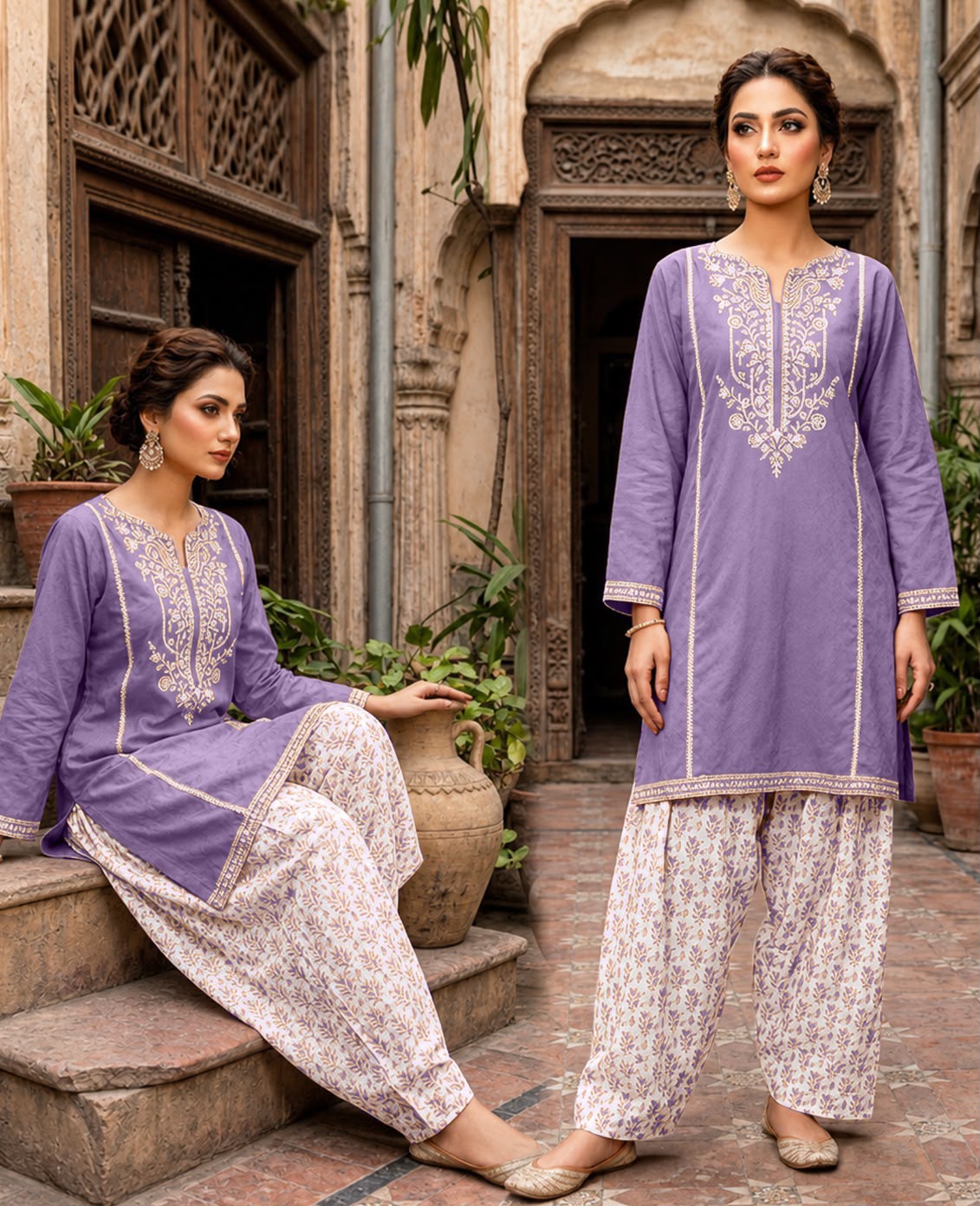 🌼 Self Jacquard Lawn Chicken Kari – Premium 2 Piece Suit