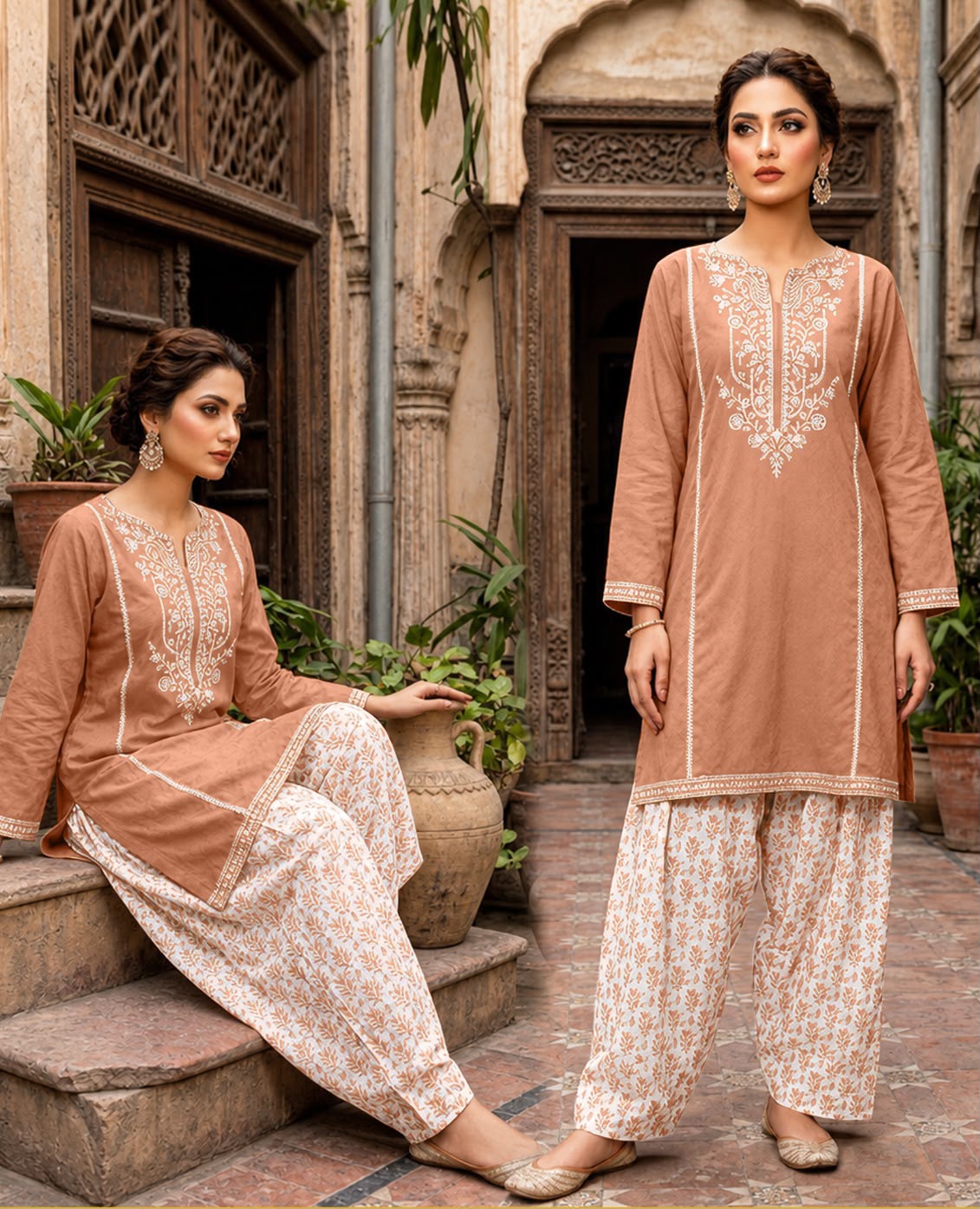 🌼 Self Jacquard Lawn Chicken Kari – Premium 2 Piece Suit