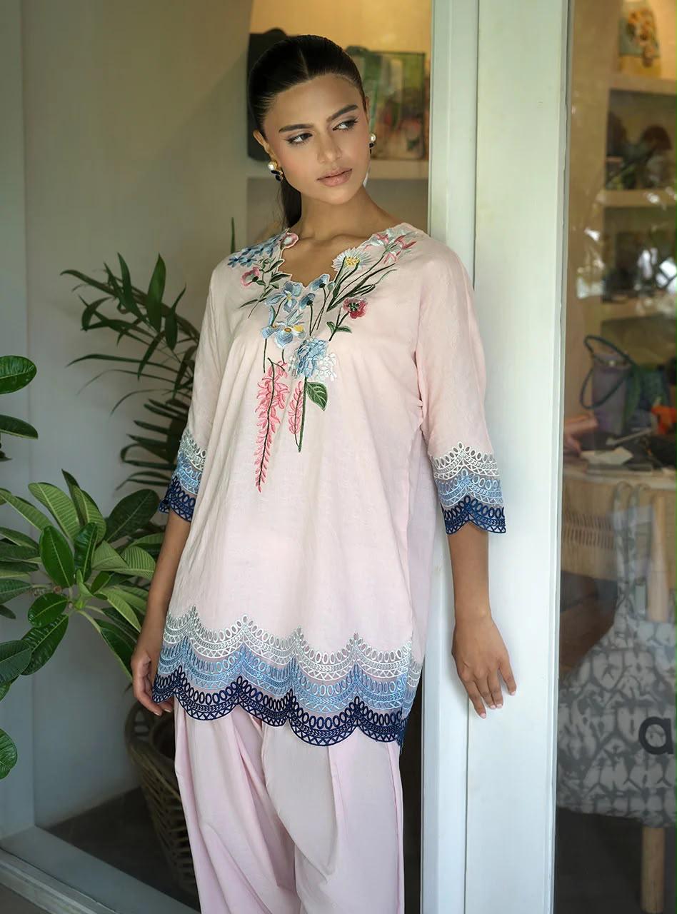 ZAINAB CHOTTANI INSPIRED FREESIA EMB 2 PIECE SUIT (SKIN)