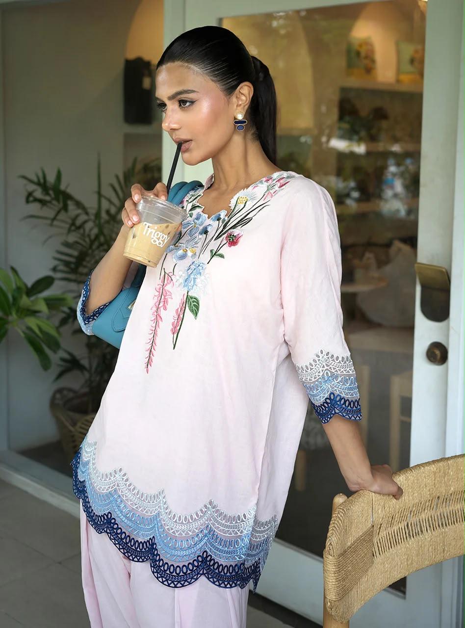 ZAINAB CHOTTANI INSPIRED FREESIA EMB 2 PIECE SUIT (SKIN)