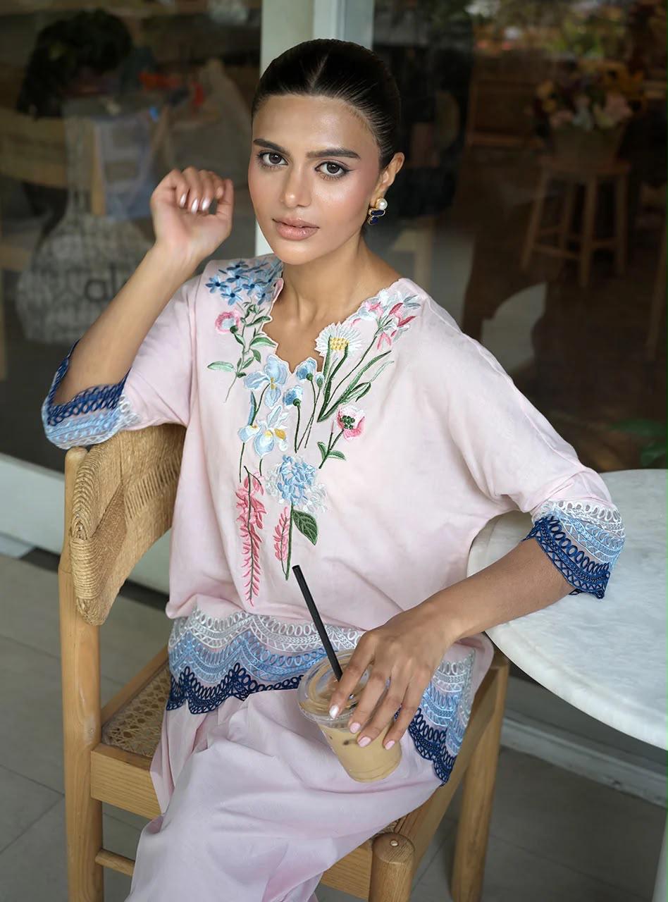 ZAINAB CHOTTANI INSPIRED FREESIA EMB 2 PIECE SUIT (SKIN)