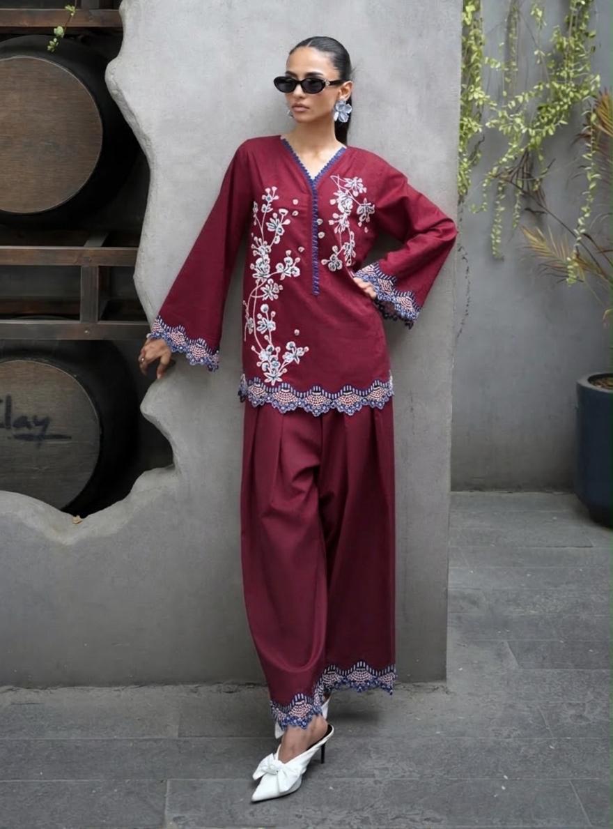 ZAINAB CHOTTANI INSPIRED CLEMENTINE 2 PIECE EMB SUIT (Stone Linen)