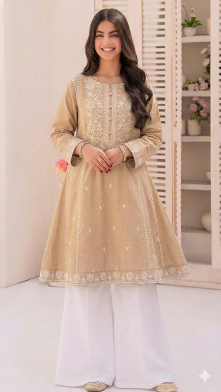 NAQSH by AMROHI EMB 2 PCS SUIT – FROCK STYLE (LAACHA PANTS)