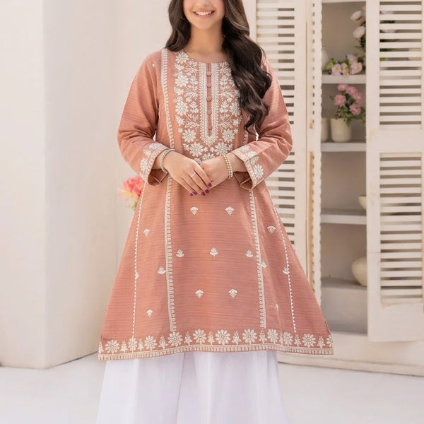NAQSH by AMROHI EMB 2 PCS SUIT – FROCK STYLE (LAACHA PANTS)