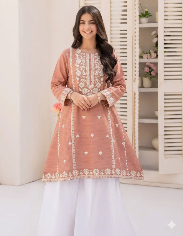 NAQSH by AMROHI EMB 2 PCS SUIT – FROCK STYLE (LAACHA PANTS)