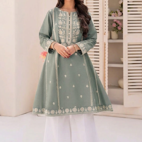NAQSH by AMROHI EMB 2 PCS SUIT – FROCK STYLE (LAACHA PANTS)
