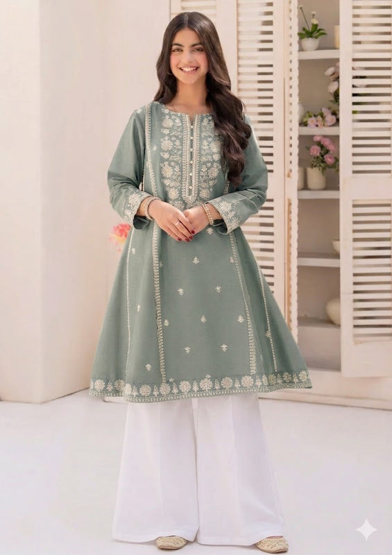 NAQSH by AMROHI EMB 2 PCS SUIT – FROCK STYLE (LAACHA PANTS)