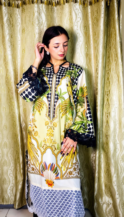Maria B Inspired Luxury 2-Piece Suit – Long Shirt || PRICE 3499/- SL00249