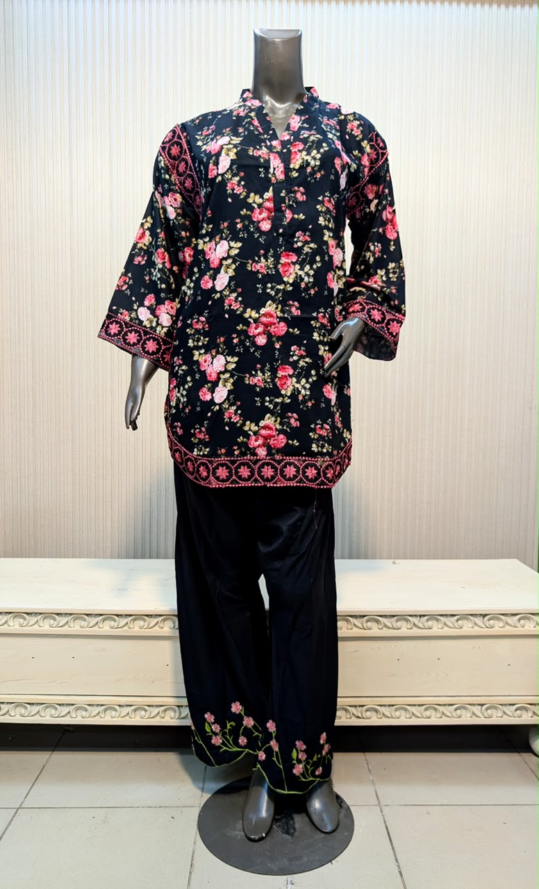 Ethnic Inspired “FLORAL ICE”Embroidered 2 Piece Shalwar Suit