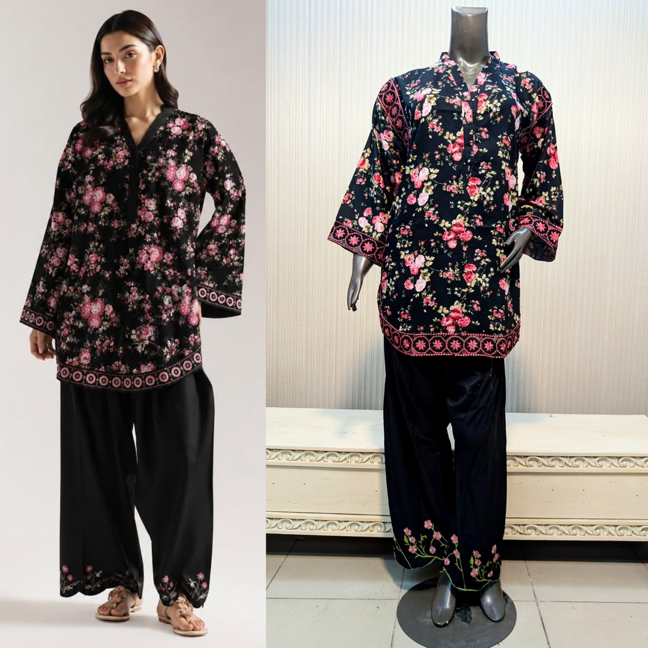 Ethnic Inspired “FLORAL ICE”Embroidered 2 Piece Shalwar Suit