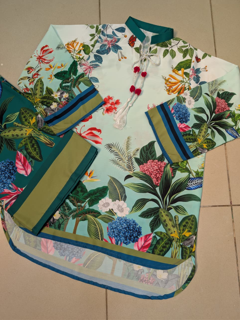 ETHNC INSPIRED — PREMIUM SUMMER SILK 2 PIECE SUIT 🌸 Sea Green