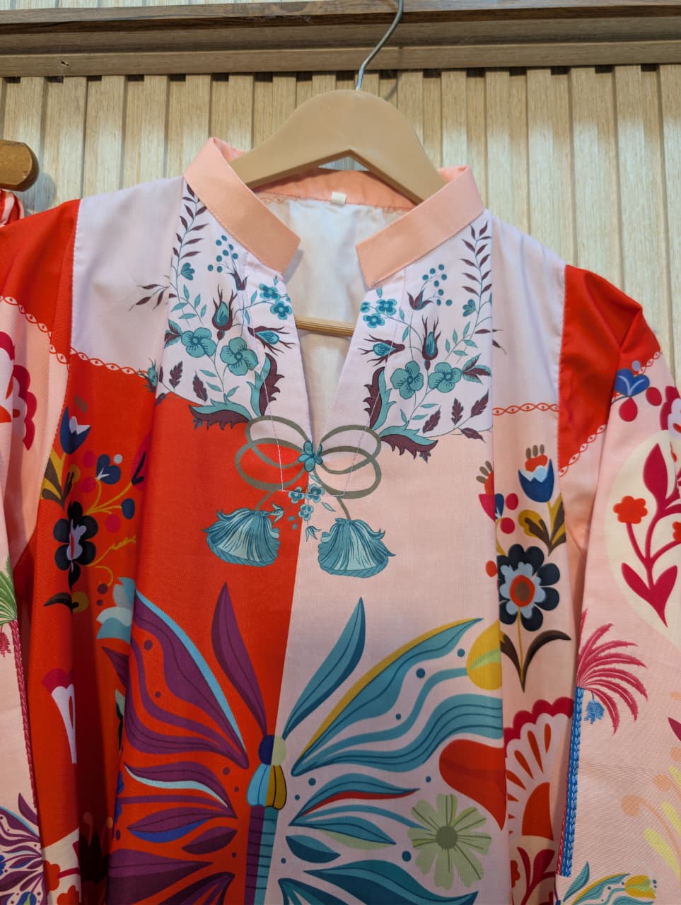 ETHNC INSPIRED — PREMIUM SUMMER SILK 2 PIECE SUIT 🌸 Red & Peach