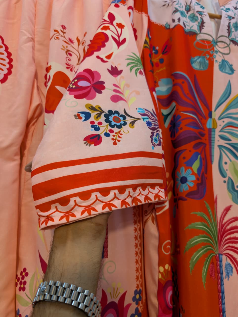 ETHNC INSPIRED — PREMIUM SUMMER SILK 2 PIECE SUIT 🌸 Red & Peach